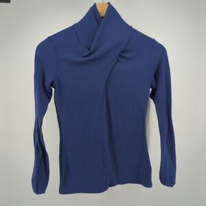 Lululemon Ethereal Long Sleeve High Neck Stretch Gatsby Blue Stretch Top Size 4